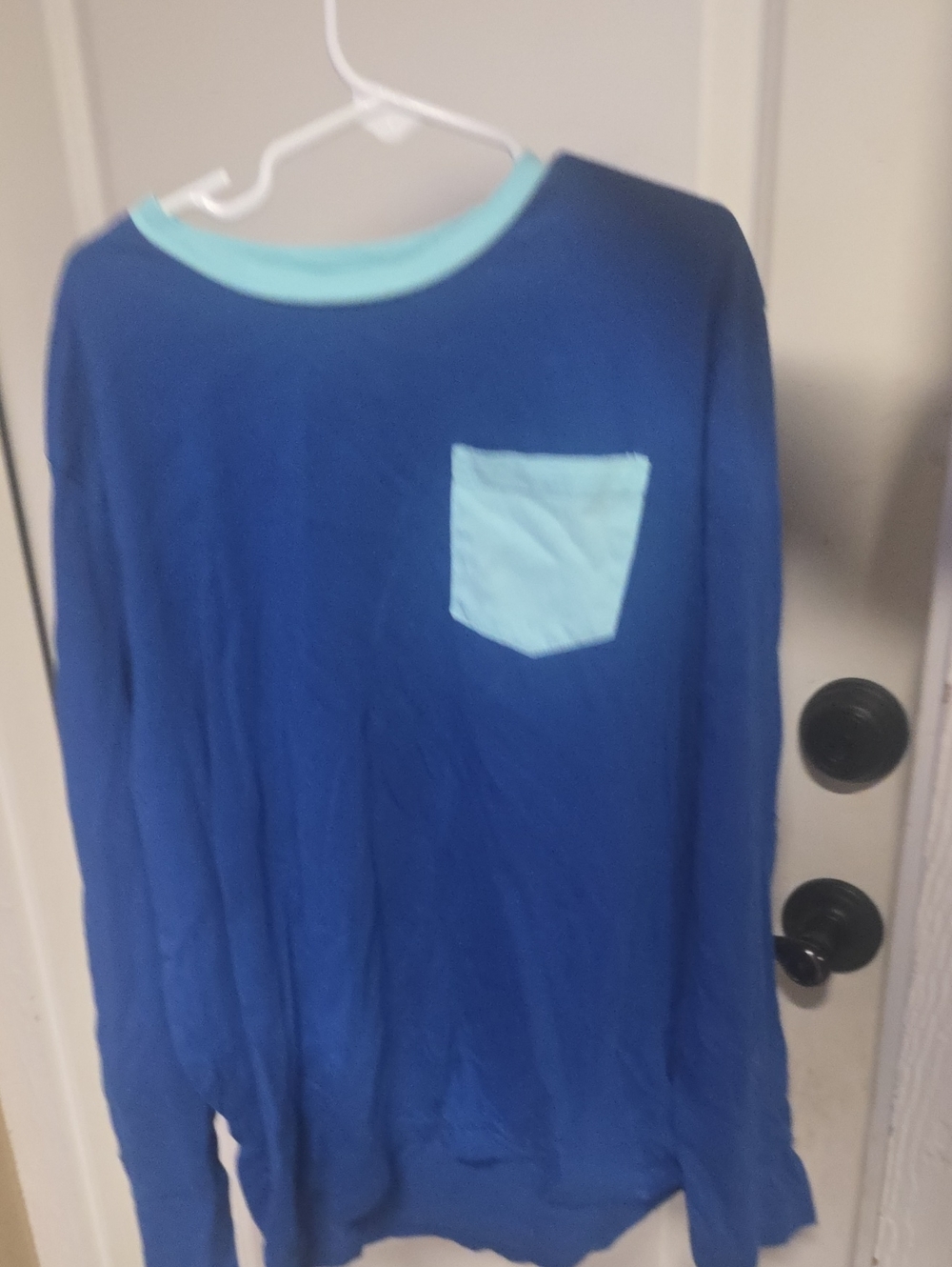 Kids Navy Blue Long-Sleeve Top with Light Blue Pocket